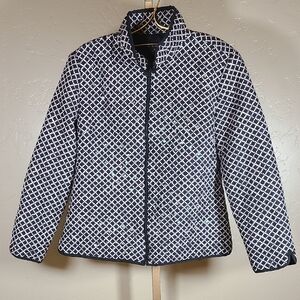 Anne Carson Black & White Silk Quilted Jacket with Sequins - Size XL